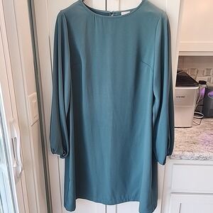 A New day Forest Green Long Sleeve Lightweight‎ Sheath Dress Sz M